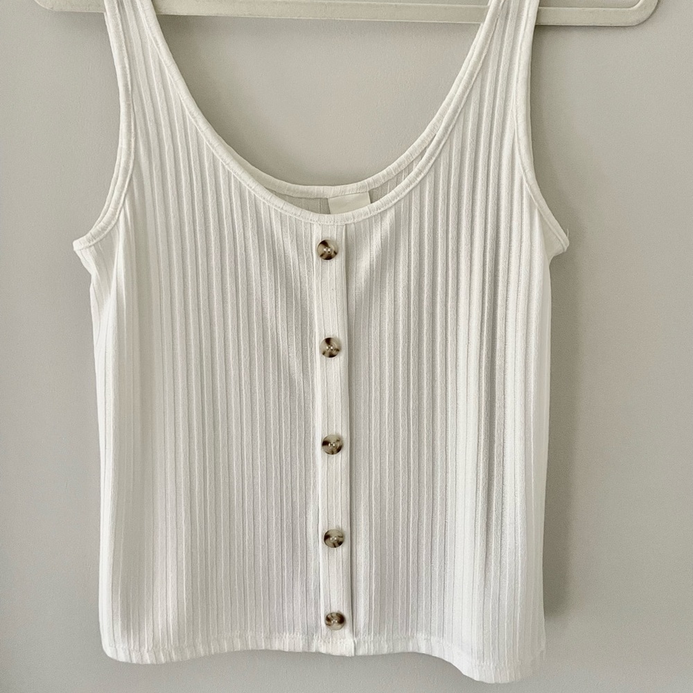 H&M White Button Up Tank Top Size Medium